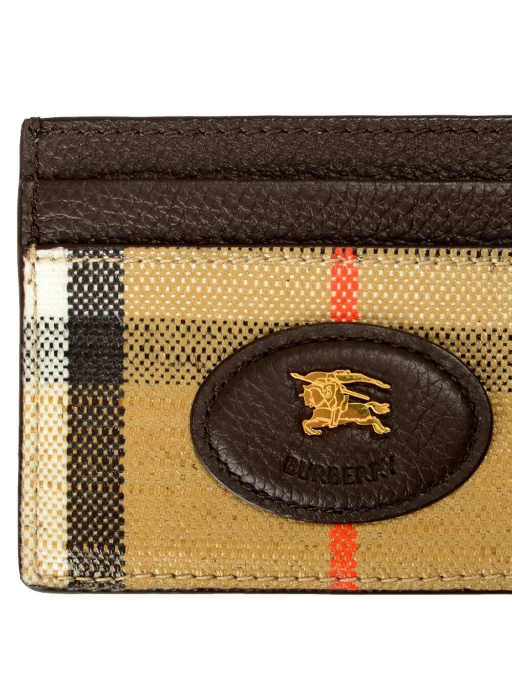 Burberry Unisex Signature Check 100% Pebbled Leather Logo Card Case